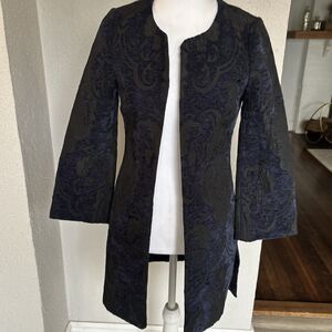 Vintage Lucky Brand Blazer Womens XS Blue Floral Embroidered